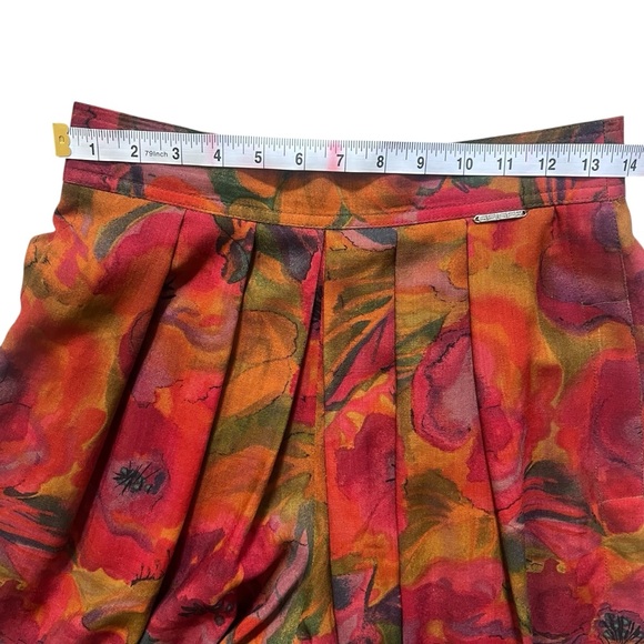 Vintage 90s Geiger Wide Leg Floral Wool Culottes Gaucho Pants Sz Small - Picture 8 of 10